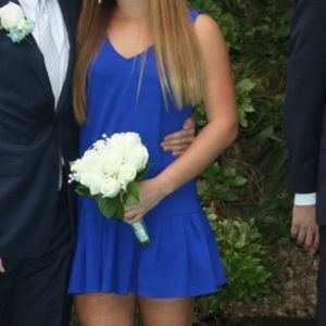 Revolve Deep V Blue Dress